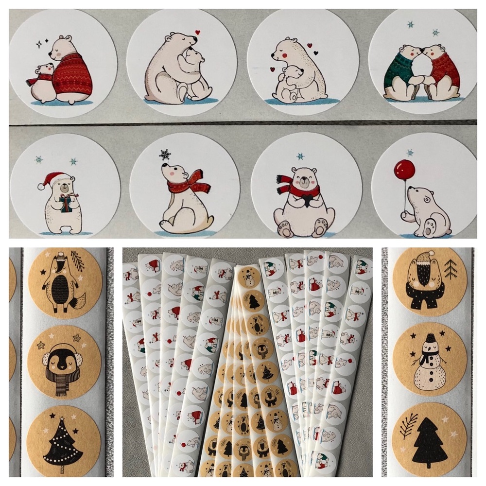 150 One Inch Stickers ~ Winter Christmas Theme ~ Brand New!